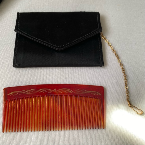 Ladies Antique Evening Purse Case Black Velvet With Pearls Gold Mesh Handle - Picture 7 of 10